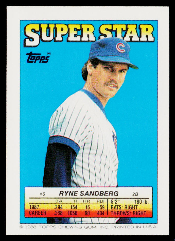 Ryne Sandberg 1988 Topps Stickers #134 / 195b