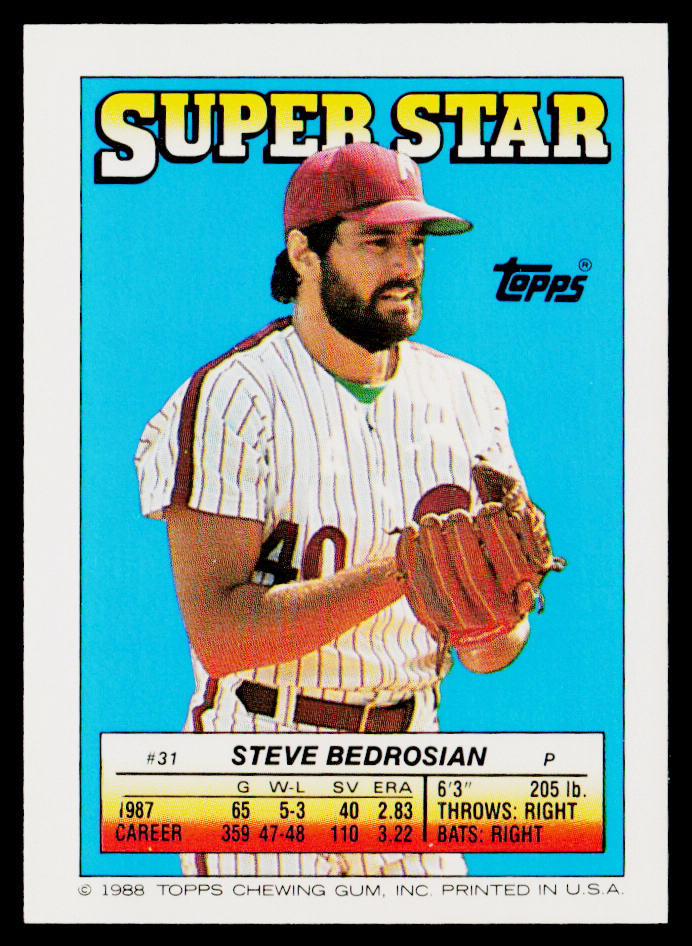 Steve Bedrosian 1988 Topps Stickers #137 / 208c