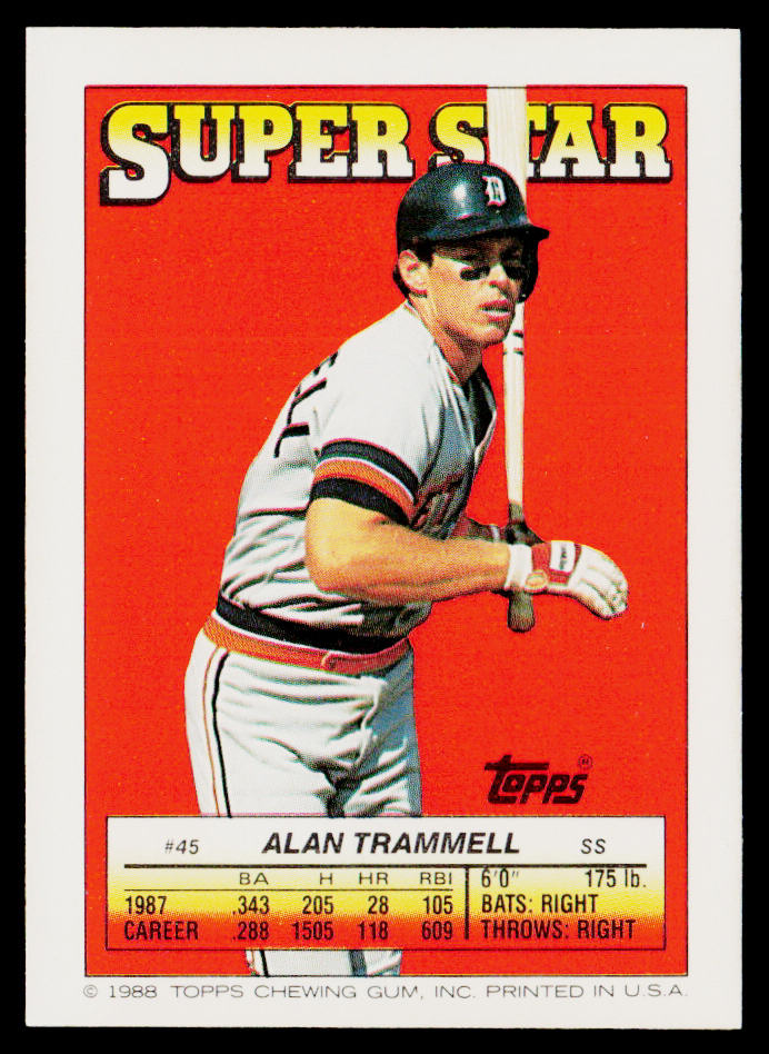Alan Trammell 1988 Topps Stickers #138 / 280c