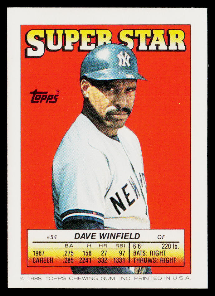 Dave Winfield 1988 Topps Stickers #202 / 309c