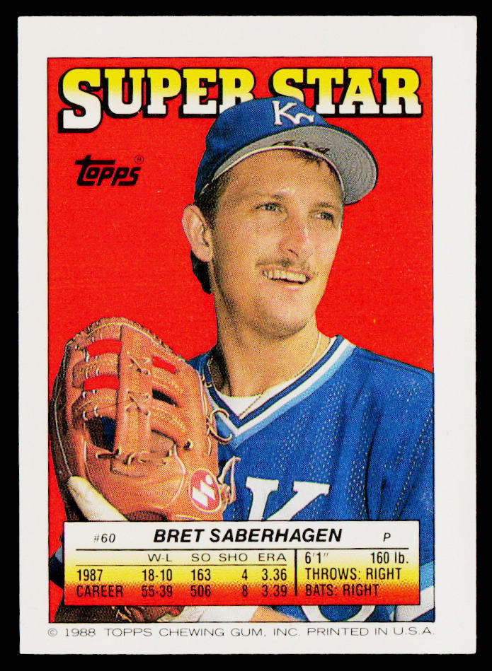 Bret Saberhagen 1988 Topps Stickers #51 / 265c
