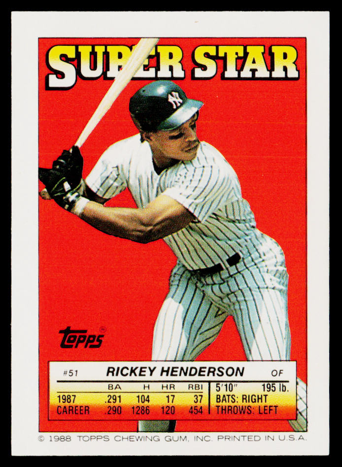 Rickey Henderson 1988 Topps Stickers #69 / 289d