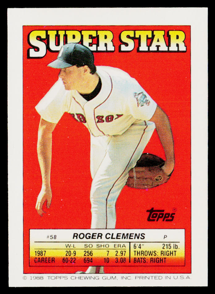 Roger Clemons 1988 Topps Stickers #5 / 272d