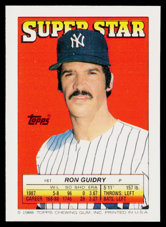 Ron Guidry 1988 Topps Stickers #44 / 226e