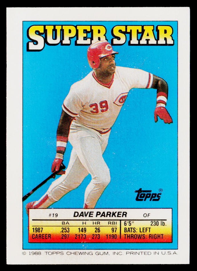 Dave Parker 1988 Topps Stickers #58 / 291b