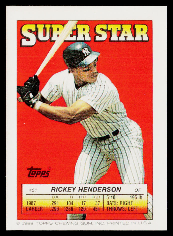 Rickey Henderson 1988 Topps Stickers #12 / 237d