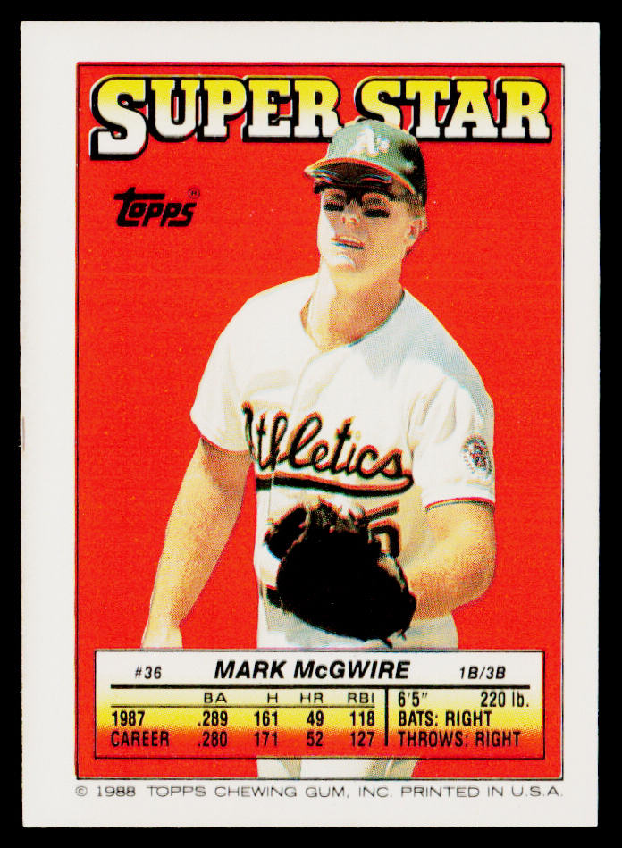 Mark Mcwire 1988 Topps Stickers #42 / 178c