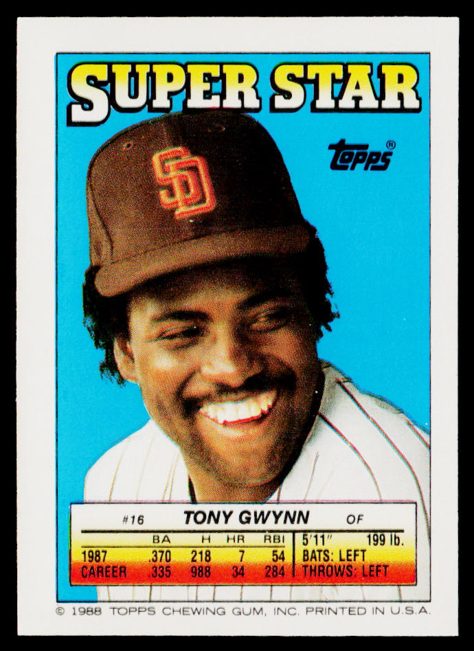 Tony Gwynn 1988 Topps Stickers #88 / 288d