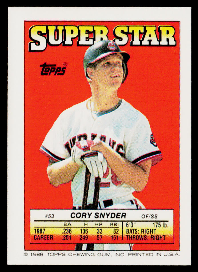 Cory Snyder 1988 Topps Stickers #91 / 231d