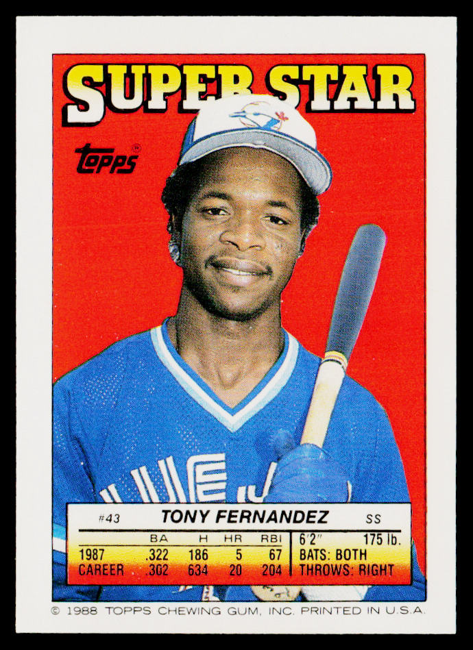 Tony Fernandez 1988 Topps Stickers #31 / 224b