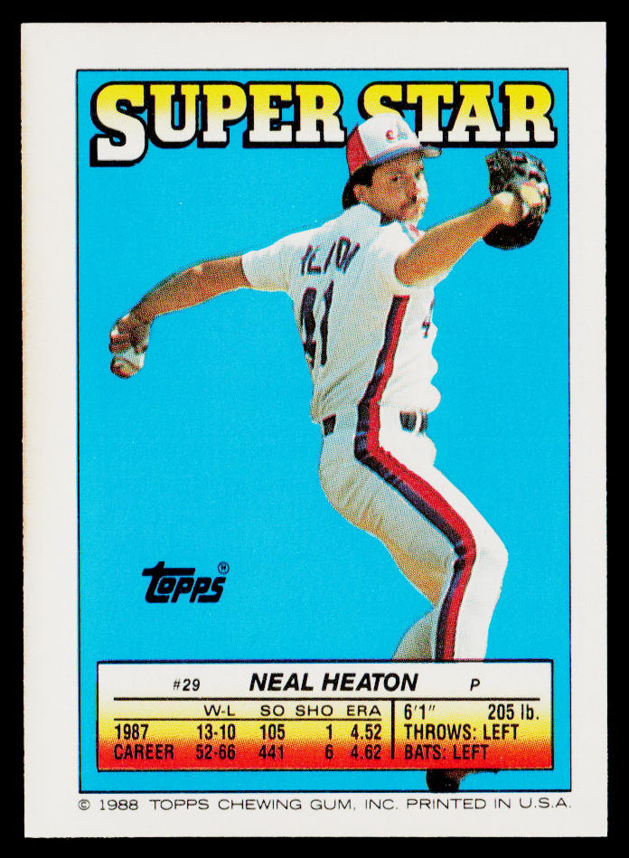 Neal Heaton 1988 Topps Stickers #87 / 251d