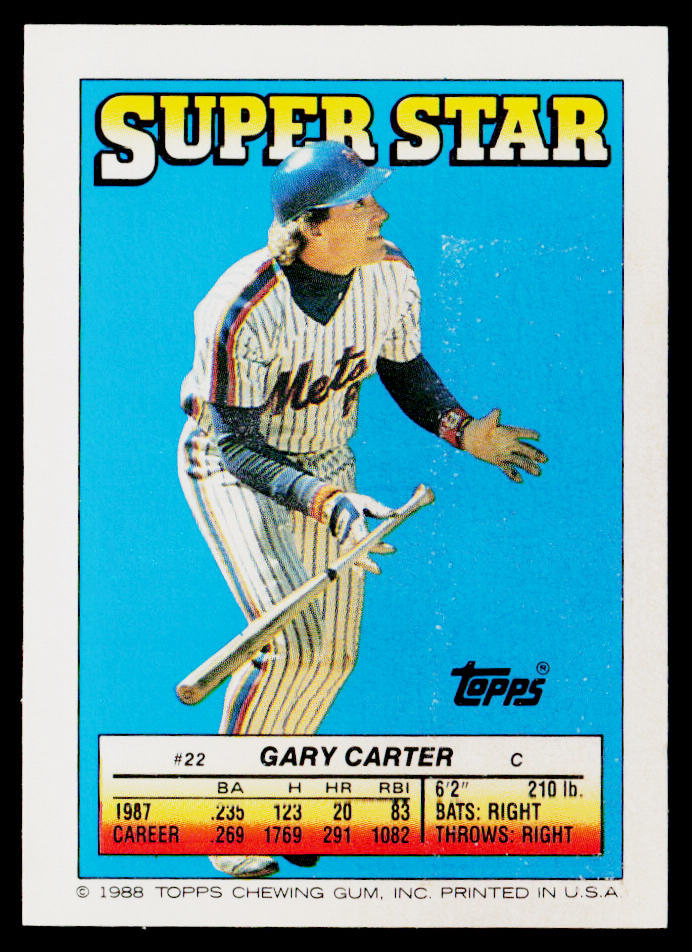 Gary Carter 1988 Topps Stickers #62 / 295c