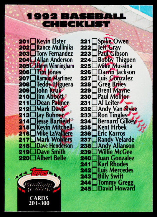 Checklist: 801-900 1992 Stadium Club #900b