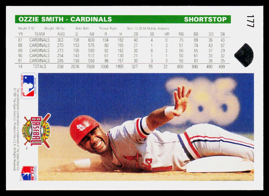 Ozzie Smith 1992 Upper Deck #177 St. Louis Cardinals