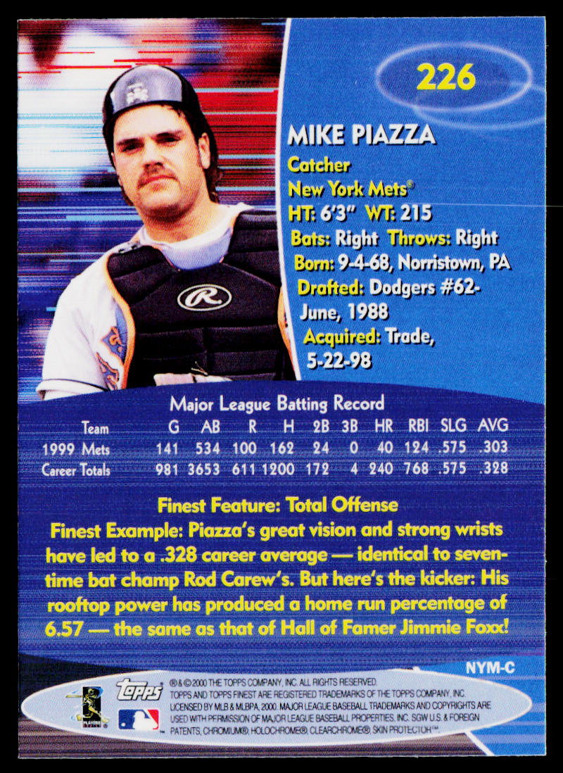 Mike Piazza 2000 Finest #226 New York Mets