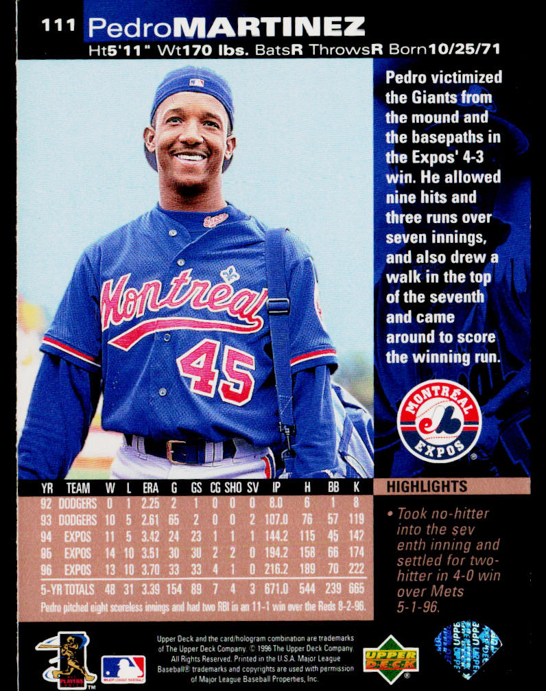 Pedro Martinez 1997 Upper Deck #111 Montreal Expos