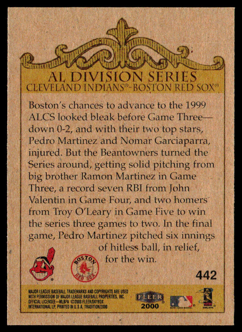 AL Division Series (Indians/Red Sox) 2000 Fleer Tradition #442