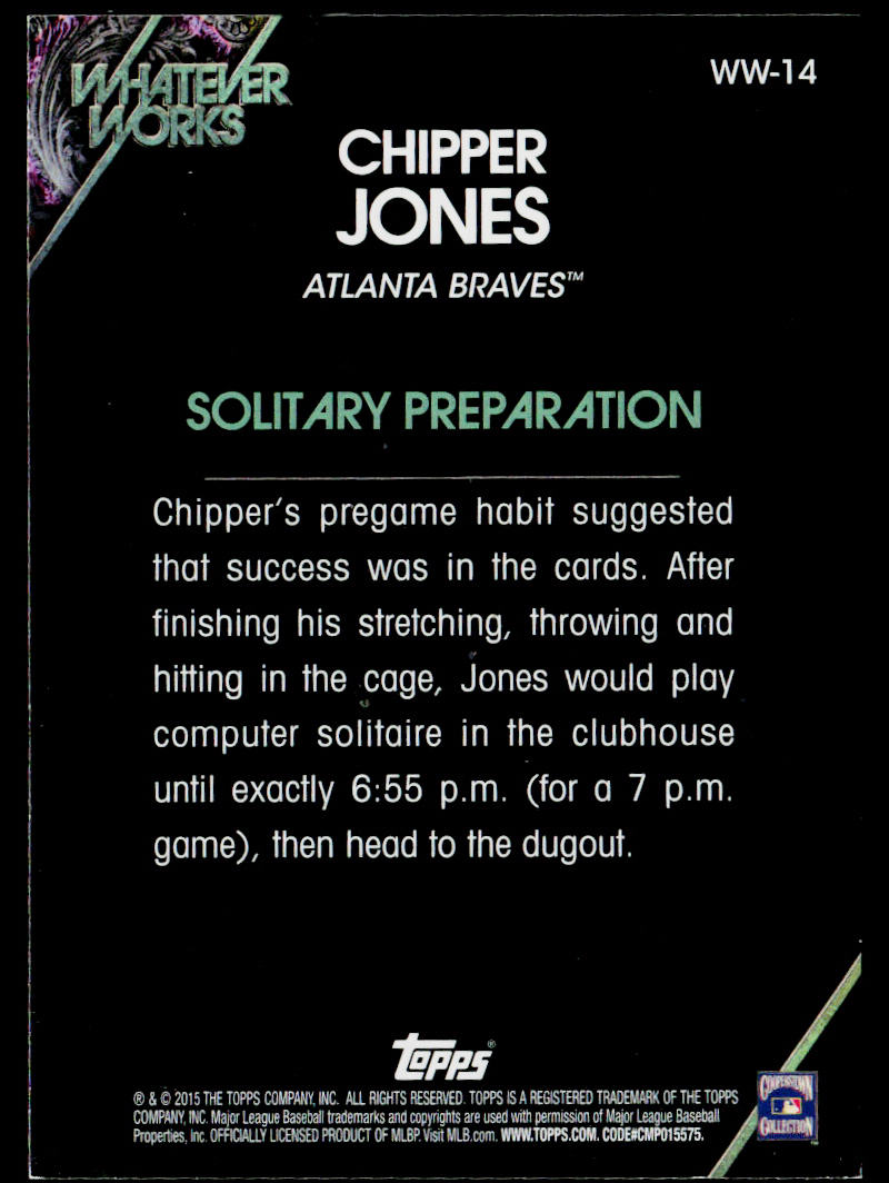 Chipper Jones 2015 Topps Update Whatever Works #WW-14 Atlanta Braves