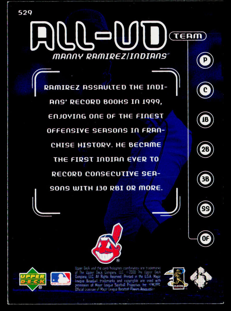Manny Ramirez 2000 Upper Deck #529 Cleveland Indians