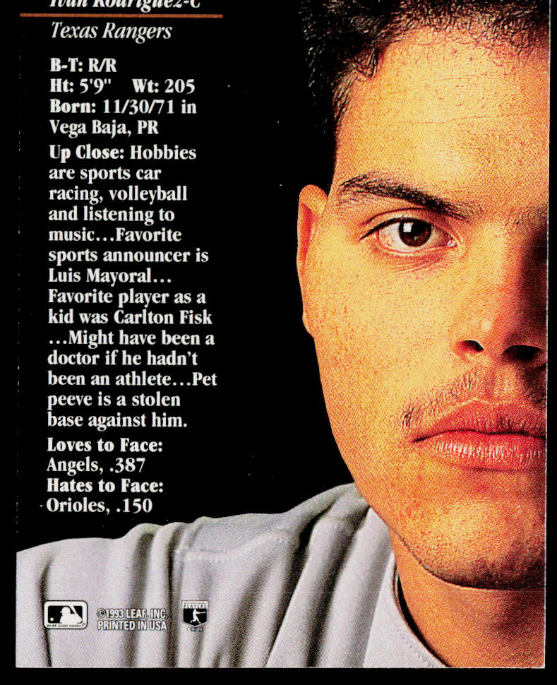 Ivan Rodriguez 1993 Studio #133 Texas Rangers