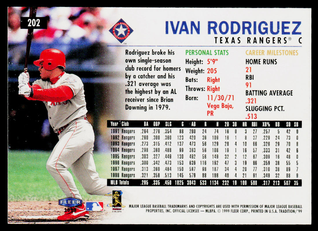 Ivan Rodriguez 1999 Fleer Tradition #202 Texas Rangers