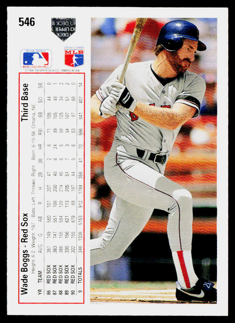 Wade Boggs 1991 Upper Deck #546b Boston Red Sox