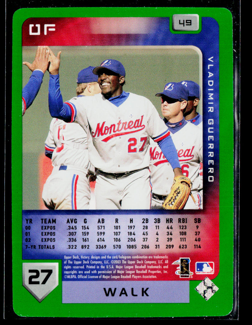 Vladimir Guerrero 2003 Upper Deck Victory Tier 1 Green #49 Montreal Expos