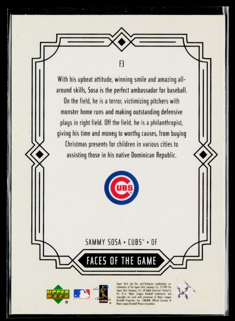 Sammy Sosa 2000 Upper Deck Faces of the Game #F3 Chicago Cubs