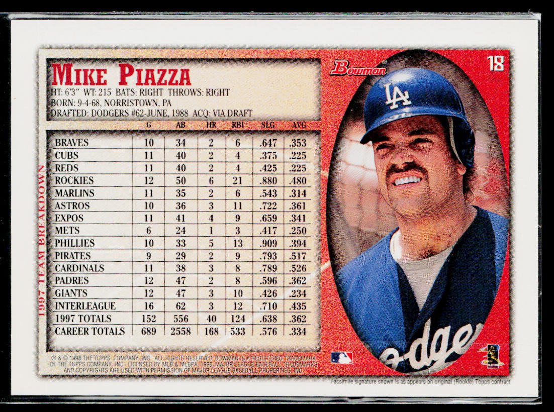 Mike Piazza 1998 Bowman #18 Los Angeles Dodgers
