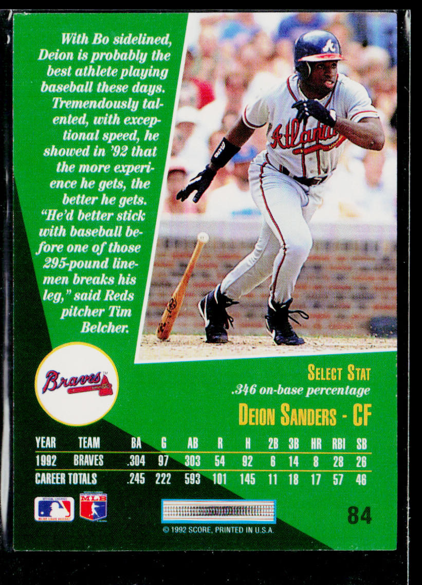 Deion Sanders 1993 Select #84 Atlanta Braves