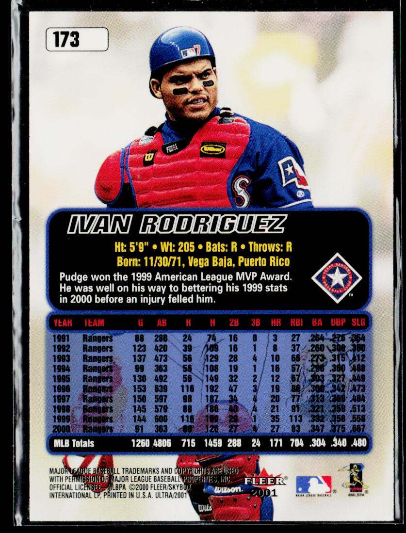 Ivan Rodriguez 2001 Ultra #173 Texas Rangers