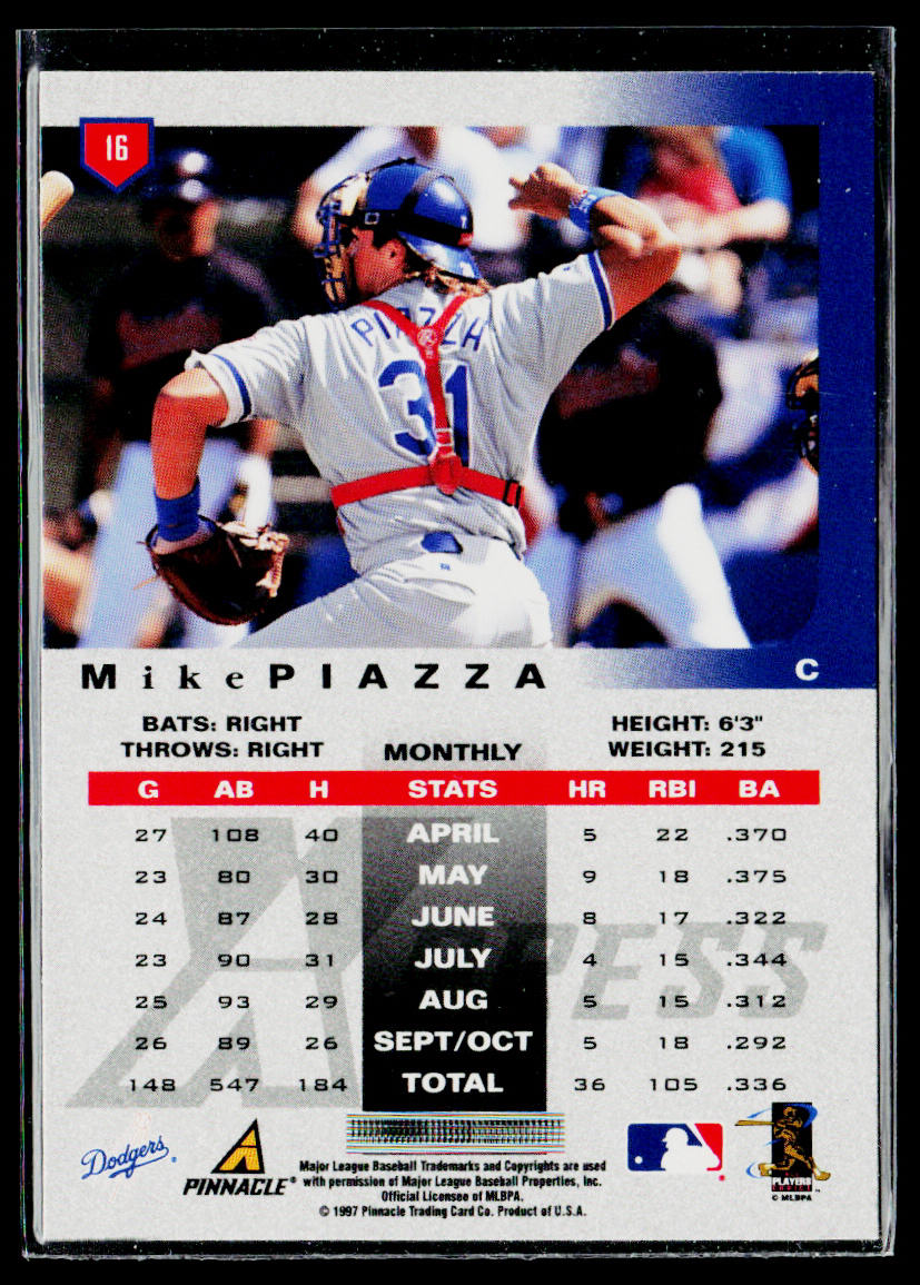 Mike Piazza 1997 Pinnacle X-Press #16 Los Angeles Dodgers