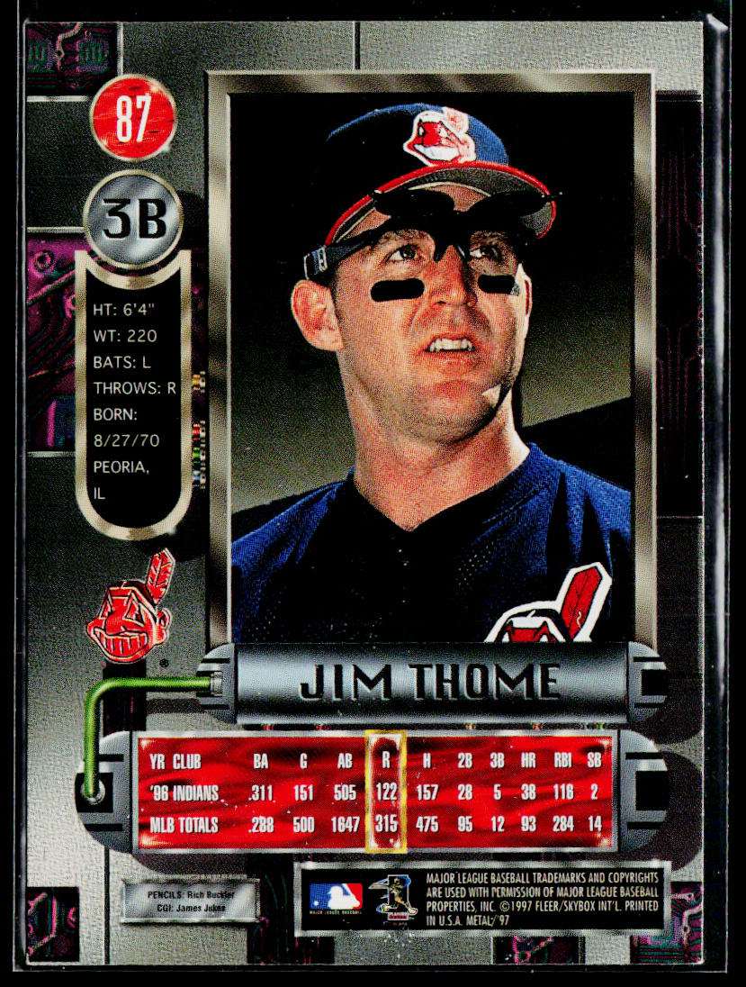 Jim Thome 1997 Metal Universe #87 Cleveland Indians