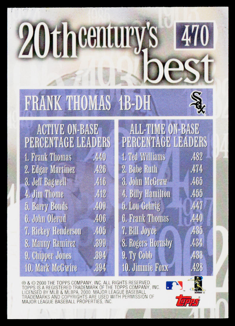 Frank Thomas 2000 Topps #470 Chicago White Sox
