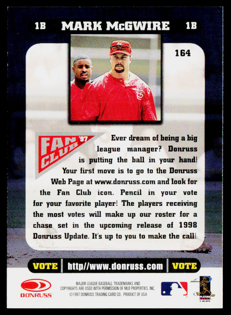 Mark McGwire 1998 Donruss #164 St. Louis Cardinals
