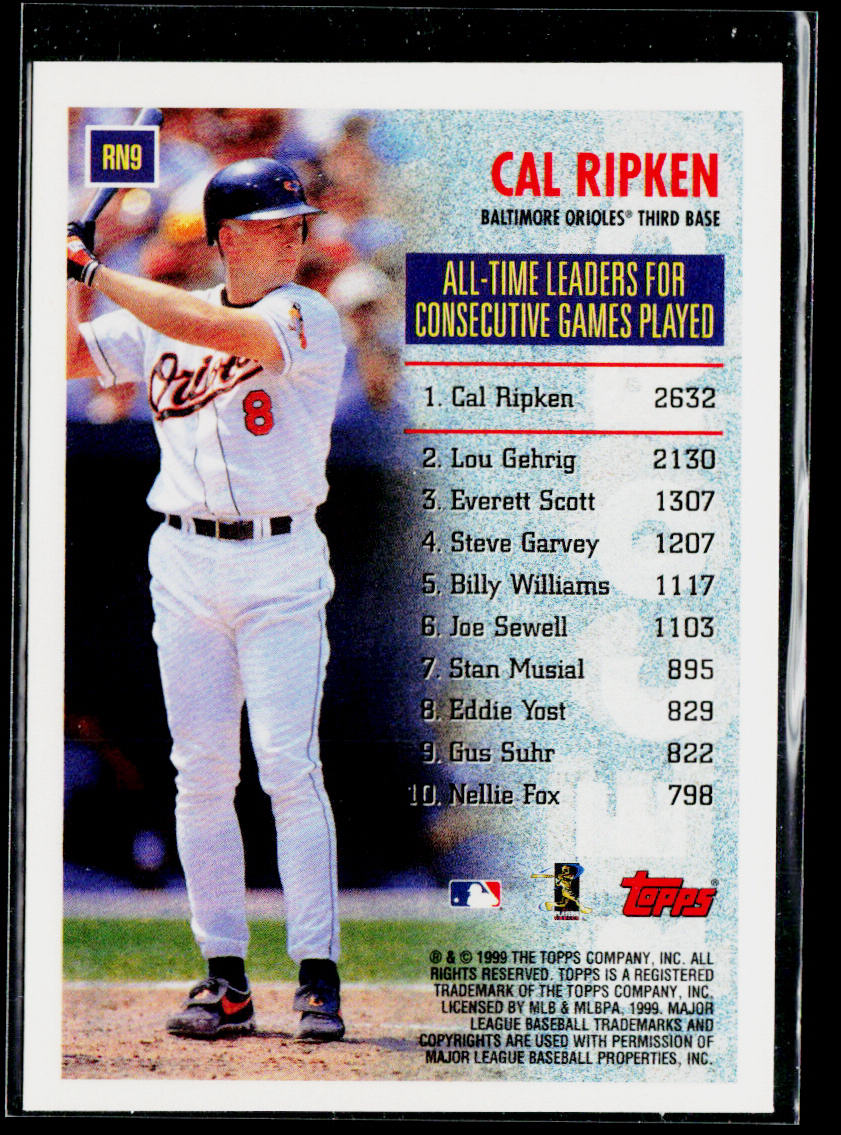 Cal Ripken Jr. 1999 Topps Record Numbers Gold #RN9 SN Baltimore Orioles
