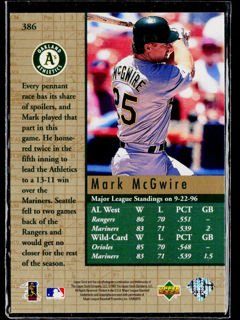 Mark McGwire 1997 Upper Deck #386 Oakland Athletics