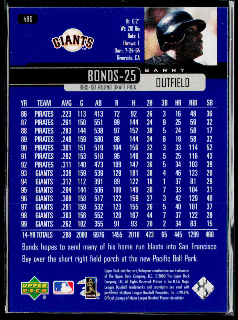 Barry Bonds 2000 Upper Deck #486 San Francisco Giants