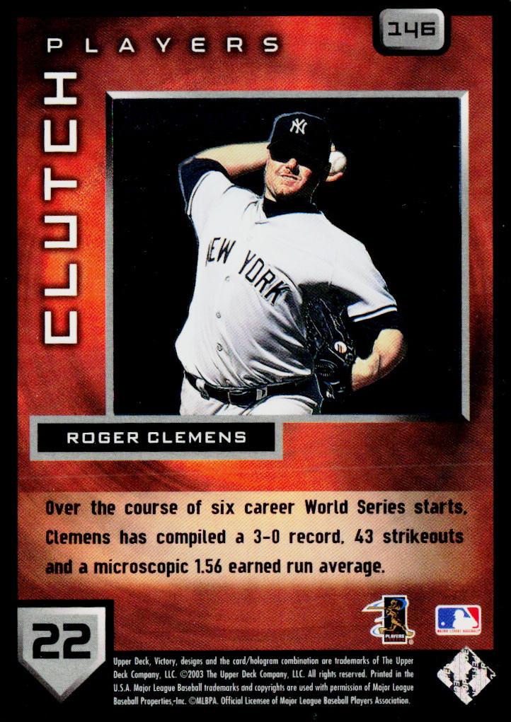 Roger Clemens 2003 Upper Deck Victory #146 New York Yankees