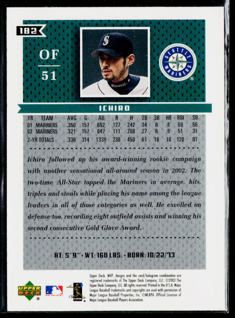 Ichiro Suzuki 2003 Upper Deck MVP #182 Seattle Mariners