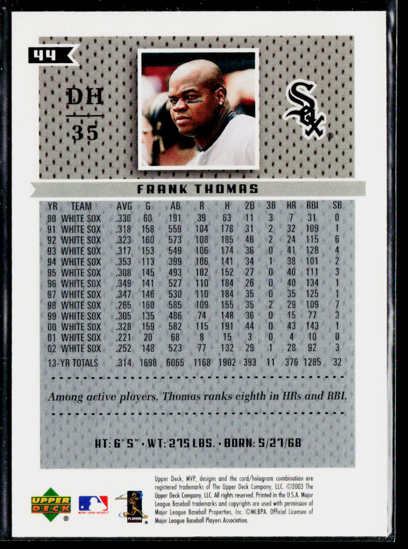 Frank Thomas 2003 Upper Deck MVP #44 Chicago White Sox