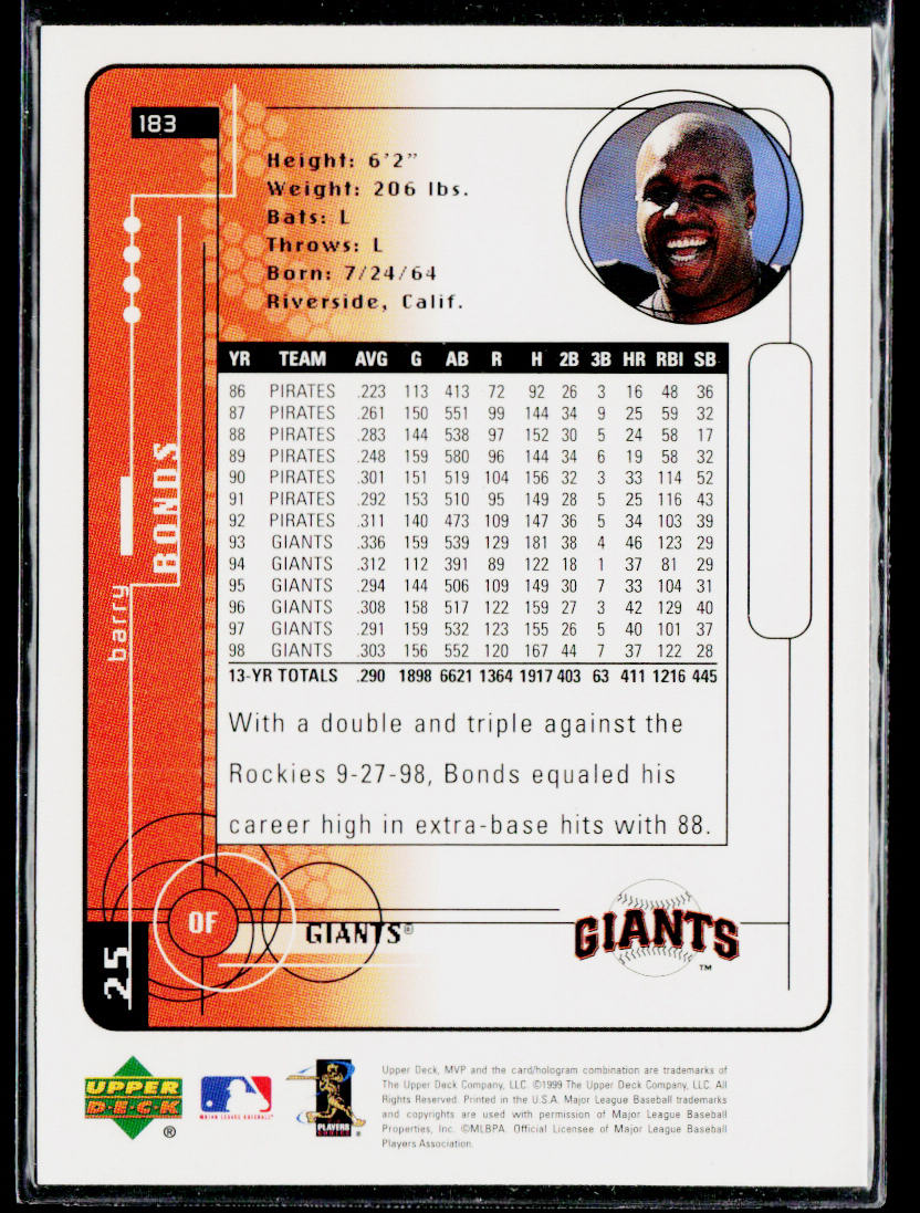 Barry Bonds 1999 Upper Deck MVP All-Star FanFest #AS25 San Francisco Giants