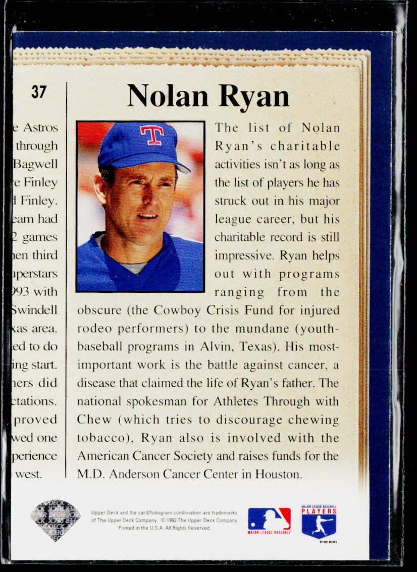 Nolan Ryan 1993 Upper Deck #37 Texas Rangers