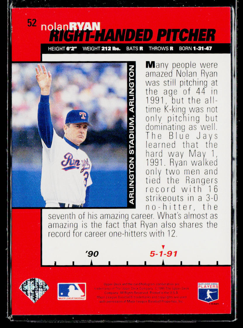 Nolan Ryan 1995 Collector's Choice #52 Texas Rangers