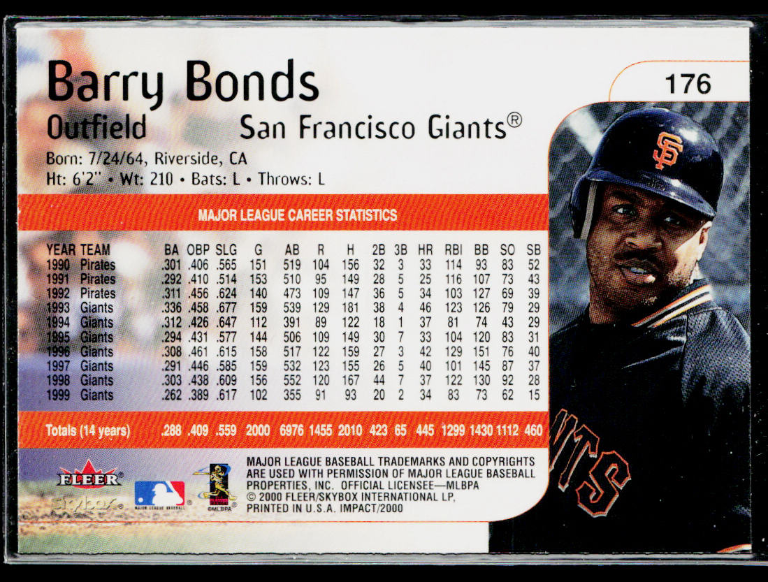 Barry Bonds 2000 Fleer Impact #176 San Francisco Giants
