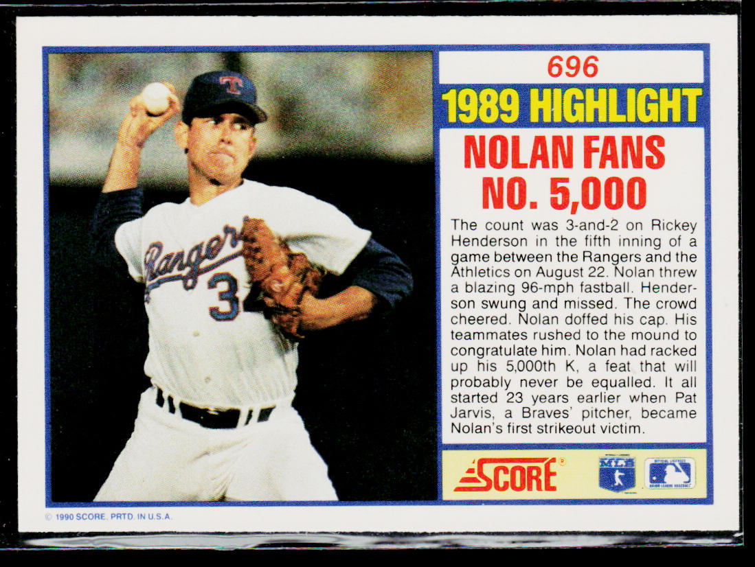 Nolan Ryan 1990 Score #696 Texas Rangers