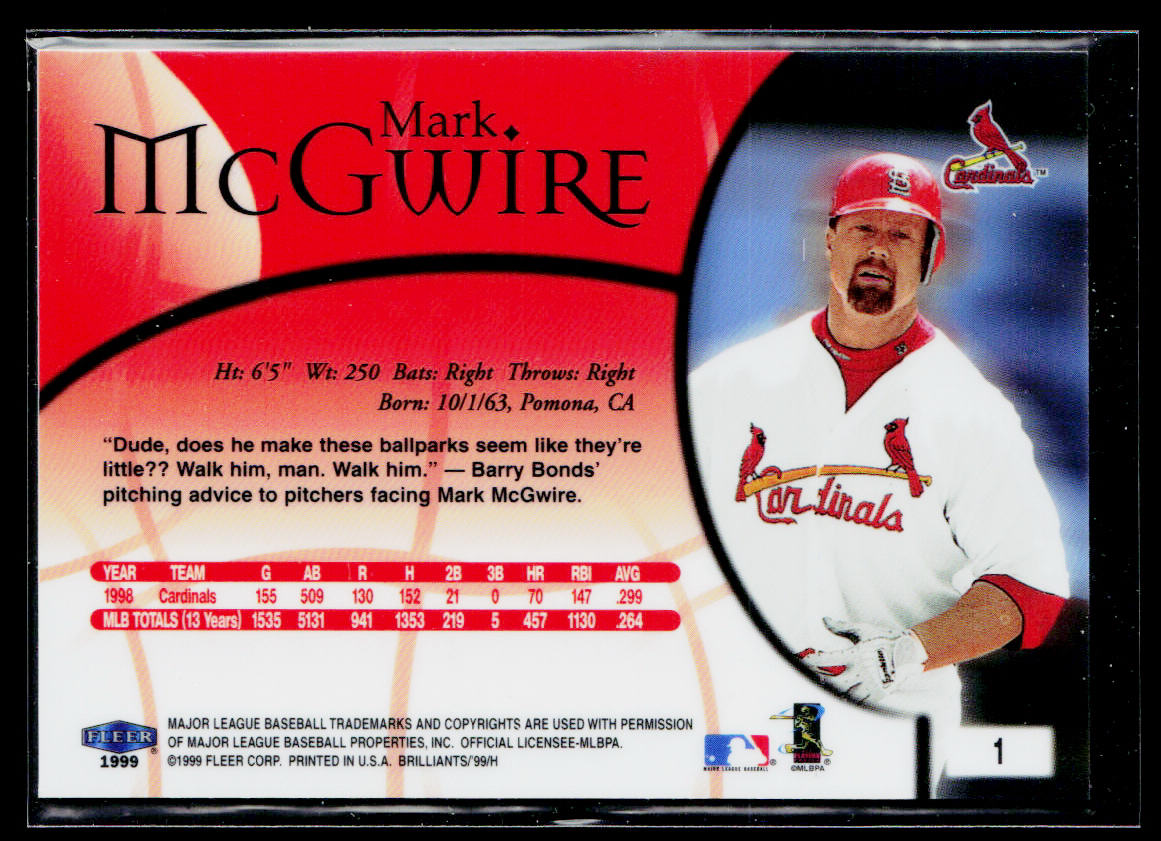 Mark McGwire 1999 Fleer Brilliants Blue #1B St. Louis Cardinals
