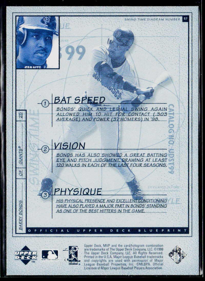 Barry Bonds 1999 Upper Deck MVP Swing Time #S7 San Francisco Giants
