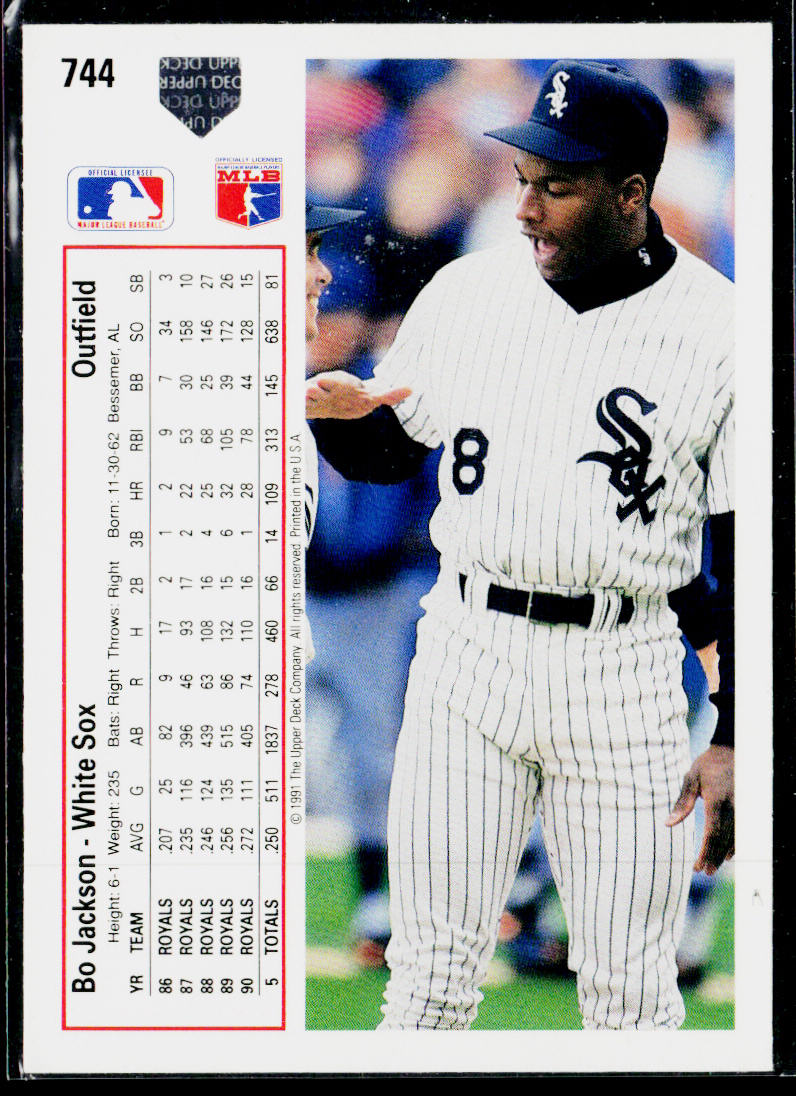 Bo Jackson 1991 Upper Deck #744c Chicago White Sox