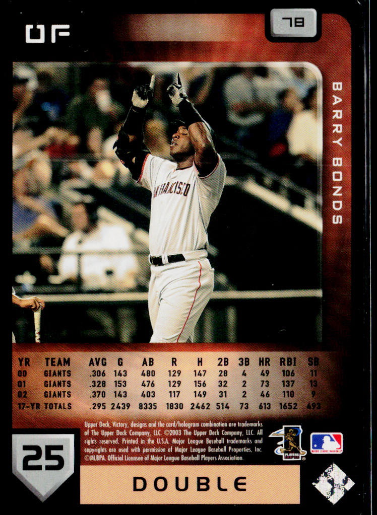 Barry Bonds 2003 Upper Deck Victory #78 San Francisco Giants